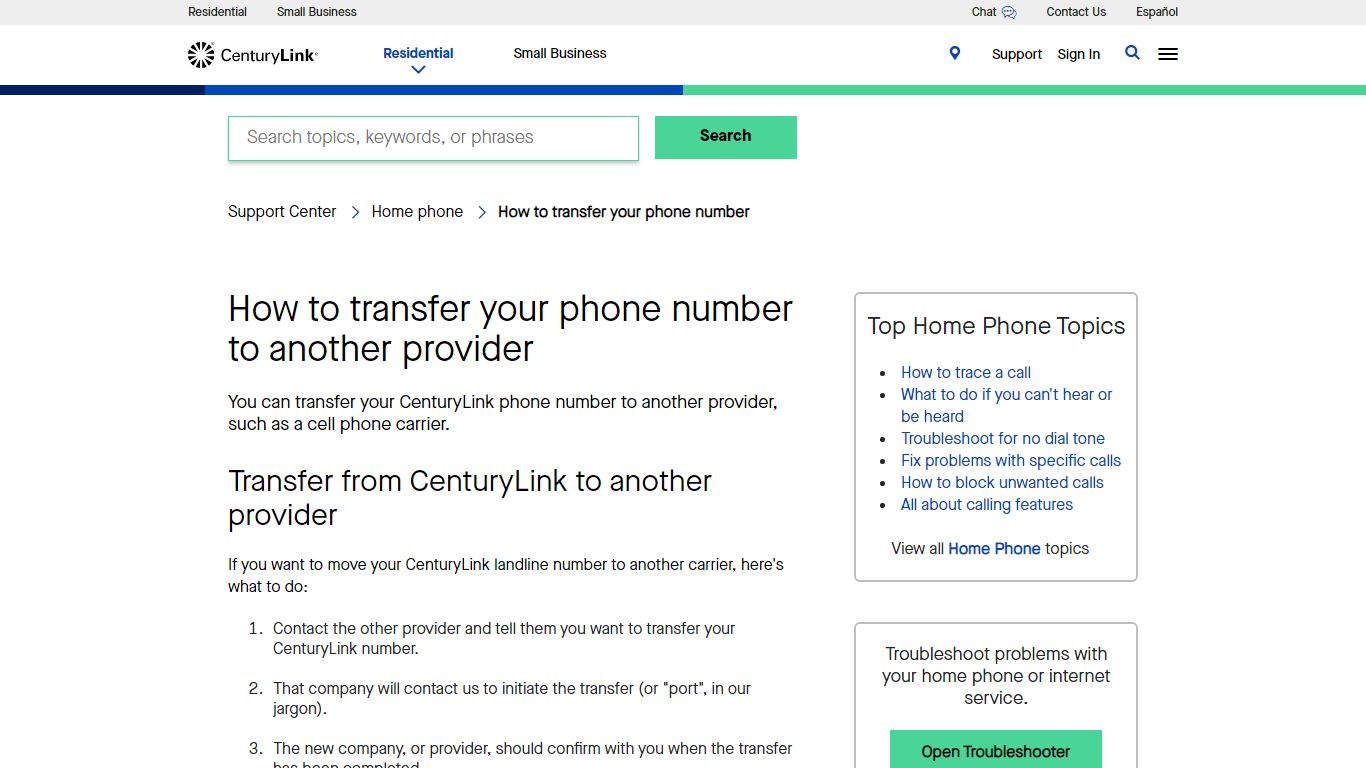 How to transfer your phone number to another provider - CenturyLink